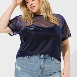 Torrid Oil Slick Mesh Crew Neck Relaxed Tee NWT 2X
